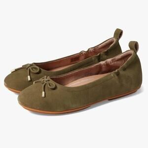 FitFlop Allegro Bow Suede Ballet Flat in "Mossy" Green Size 9